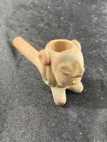 Clay Effigy Pipe Indian Artifact Arrowhead