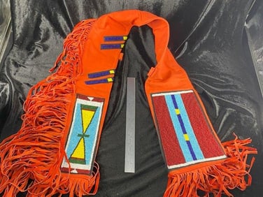 47" Beaded Leather Gun Scabbord Indian Artifact Arrowhead