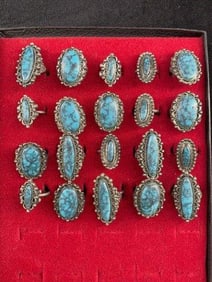 20 Turquoise Silver Plated Rings
