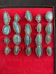 20 Turquoise Silver Plated Rings