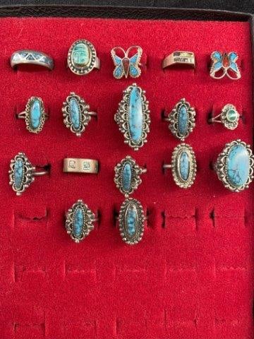17 Turquoise Silver Plated Rings (1 of 1)