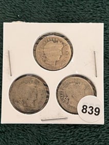 3 Barber Dimes Silver Coins