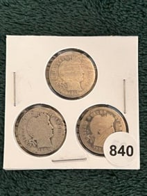 3 Barber Dimes Silver Coins