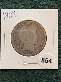 1907 Barber Half Dollar Silver Coin