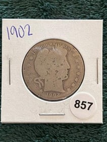 1902 Barber Half Dollar Silver Coin