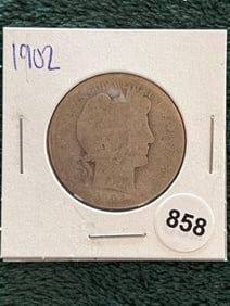1902 Barber Half Dollar Silver Coin
