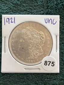 1921 UNC Morgan Silver Dollar Coin