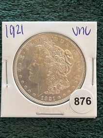 1921 UNC Morgan Silver Dollar Coin