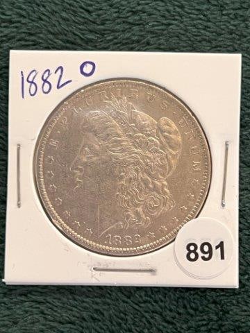 1882 O Morgan Silver Dollar Coin: KEY WORDS: INDIAN ARTIFACT ARTIFACTS ARROWHEAD ARROWHEADS NATIVE AMERICAN MISSISSIPPIAN QUAPAW CADDO POTTERY COINS MORGAN DOLLAR PEACE DOLLAR SILVER COINS Arkansas. Now taking in consignments for pre-