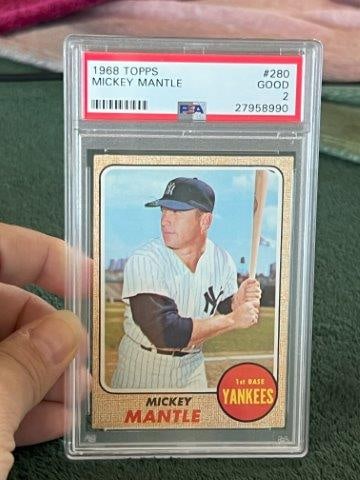 1968 Topps Mickey Mantle Baseball Card (1 of 2)