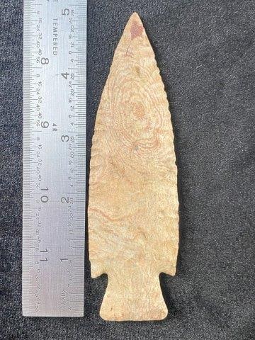 Hardin 5" Arrowhead Indian Artifact made of beautiful Bullseye Chert. from Missouri, ex - Jim (1 of 3)