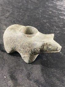 Bear Effigy Stone Pipe from Missouri Indian Artifact Arrowhead