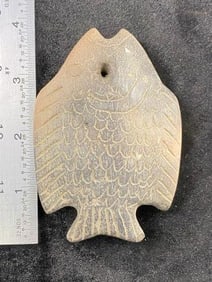 Fish Effigy Pottery Pendant Indian Artifact Arrowhead