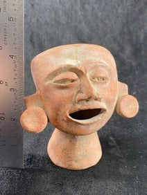 Pre-Columbian Face Effigy Pottery Vessel Indian Artifact Arrowhead