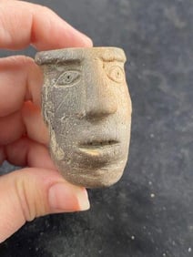 Human Face Effigy Pottery Pipe Indian Artifact Arrowhead