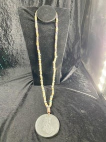French Trade Medal with Trade Bead Necklace