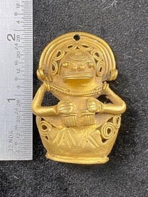 Pre-Columbian Tumbaga Tairona Alloy Seated Man unknown material