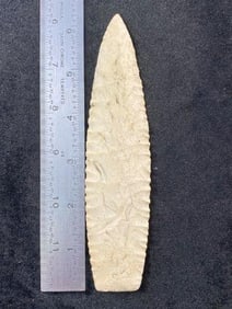 Agate Basin 6 & 1/4" Arrowhead Indian Artifact with fine flaking from Missouri, ex - Jim Marberry
