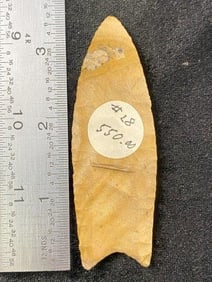 Double Fluted Clovis 3 & 3/8" Arrowhead Indian Artifact from Missouri, ex - Jim Marberry Collection