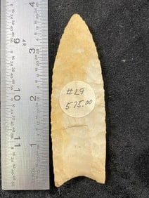 Double Fluted Clovis 3 & 5/8" Arrowhead Indian Artifact from Missouri, ex - Jim Marberry Collection