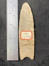 Clovis 5" Arrowhead Indian Artifact from Howard County, Missouri, ex - Jim Marberry Collection