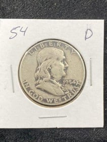 1954 D Franklin Half Dollar Silver Coin