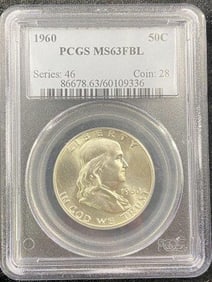1960 MS63 Franklin Silver Half Dollar Coin