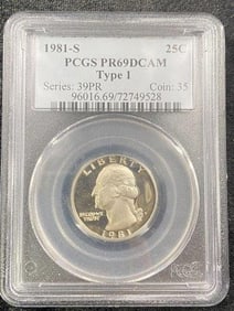 1981 S PR69 Washington Quarter Coin