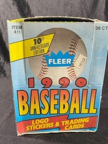 1990 Fleer Unopened Box of 36 Packs Baseball Cards