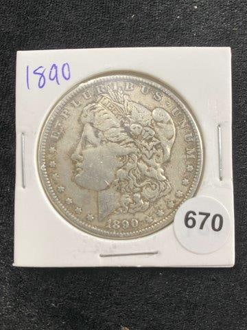 1890 Morgan Silver Dollar Coin: KEY WORDS: INDIAN ARTIFACT ARTIFACTS ARROWHEAD ARROWHEADS NATIVE AMERICAN MISSISSIPPIAN QUAPAW CADDO POTTERY COINS MORGAN DOLLAR PEACE DOLLAR SILVER COINS Arkansas. Now taking in consignments for pre-