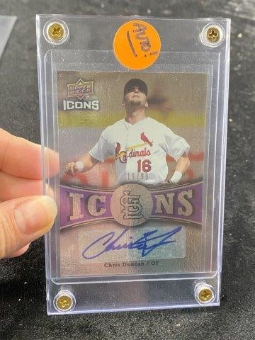 2009 Upper Deck Icons Autograph Chris Duncan Baseball Card: KEY WORDS: INDIAN ARTIFACT ARTIFACTS ARROWHEAD ARROWHEADS NATIVE AMERICAN MISSISSIPPIAN QUAPAW CADDO POTTERY COINS MORGAN DOLLAR PEACE DOLLAR SILVER COINS Arkansas. Now taking in consignments for pre-