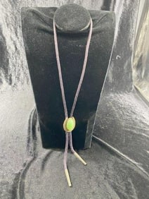 Bolo Tie with Green Gem Stone