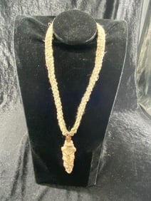 Authentic Arrowhead was used in this hand Woven Necklace Arrowhead Clate Woodland to Early Archaic