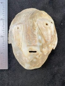 Shell Face Effigy Death Mask Gorget from Oklahoma Indian Artifact Arrowhead