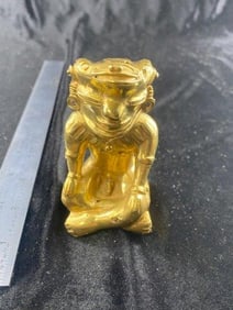 Tairona Tumbaga Pre-Columbian Culture of South America Setted with an Animal Headdress Male Alloy of