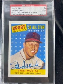 1991 Topps Stan Musial Hand Signed Authentic Autograph Baseball Card