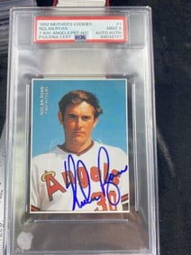 1992 Mother's Cookies Nolan Ryan Hand Signed Authentic Autograph Baseball Card