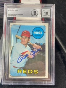 1969 Topps Pete Rose Hand Signed Authentic Autograph Baseball Card