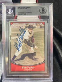 1990 Bob Feller Hand Signed Authentic Autograph Baseball Card