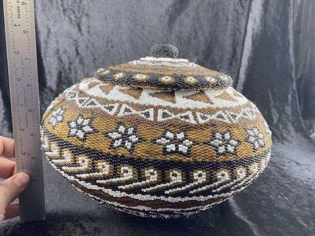 Fully Beaded South West Native American Indian Basket (1 of 5)