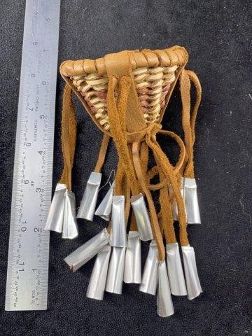 South West Native American Indian Basket with Metal Tassels: KEY WORDS: INDIAN ARTIFACT ARTIFACTS ARROWHEAD ARROWHEADS NATIVE AMERICAN MISSISSIPPIAN QUAPAW CADDO POTTERY COINS MORGAN DOLLAR PEACE DOLLAR SILVER COINS Arkansas. Now taking in consignments for pre-