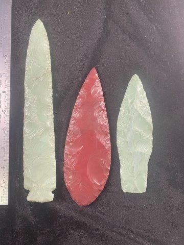 Large Slag Points: KEY WORDS: INDIAN ARTIFACT ARTIFACTS ARROWHEAD ARROWHEADS NATIVE AMERICAN MISSISSIPPIAN QUAPAW CADDO POTTERY COINS MORGAN DOLLAR PEACE DOLLAR SILVER COINS Arkansas. Now taking in consignments for pre-