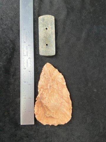 Gorget & Axe Indian Artifact Arrowhead: KEY WORDS: INDIAN ARTIFACT ARTIFACTS ARROWHEAD ARROWHEADS NATIVE AMERICAN MISSISSIPPIAN QUAPAW CADDO POTTERY COINS MORGAN DOLLAR PEACE DOLLAR SILVER COINS Arkansas. Now taking in consignments for pre-