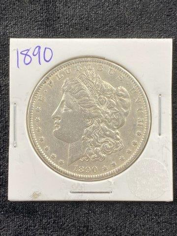 1890 Morgan Silver Dollar Coin: KEY WORDS: INDIAN ARTIFACT ARTIFACTS ARROWHEAD ARROWHEADS NATIVE AMERICAN MISSISSIPPIAN QUAPAW CADDO POTTERY COINS MORGAN DOLLAR PEACE DOLLAR SILVER COINS Arkansas. Now taking in consignments for pre-