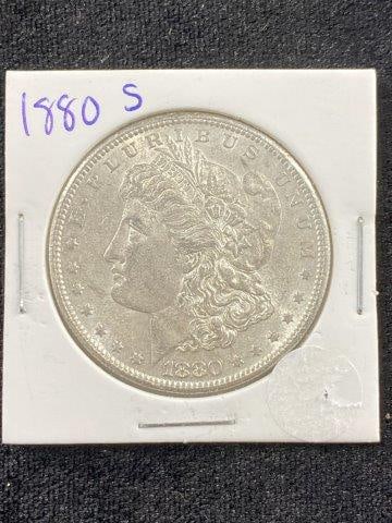 1880 S Morgan Silver Dollar Coin: KEY WORDS: INDIAN ARTIFACT ARTIFACTS ARROWHEAD ARROWHEADS NATIVE AMERICAN MISSISSIPPIAN QUAPAW CADDO POTTERY COINS MORGAN DOLLAR PEACE DOLLAR SILVER COINS Arkansas. Now taking in consignments for pre-
