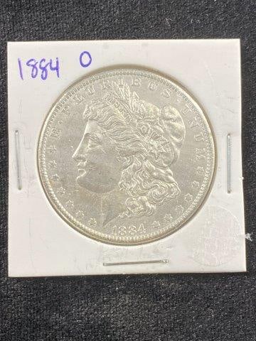 1884 O Morgan Silver Dollar Coin: KEY WORDS: INDIAN ARTIFACT ARTIFACTS ARROWHEAD ARROWHEADS NATIVE AMERICAN MISSISSIPPIAN QUAPAW CADDO POTTERY COINS MORGAN DOLLAR PEACE DOLLAR SILVER COINS Arkansas. Now taking in consignments for pre-