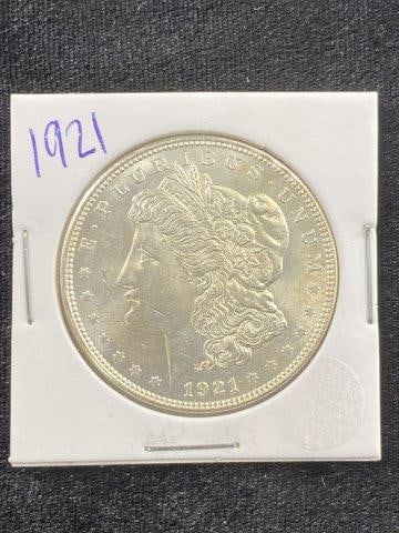 1921 Morgan Silver Dollar Coin: KEY WORDS: INDIAN ARTIFACT ARTIFACTS ARROWHEAD ARROWHEADS NATIVE AMERICAN MISSISSIPPIAN QUAPAW CADDO POTTERY COINS MORGAN DOLLAR PEACE DOLLAR SILVER COINS Arkansas. Now taking in consignments for pre-