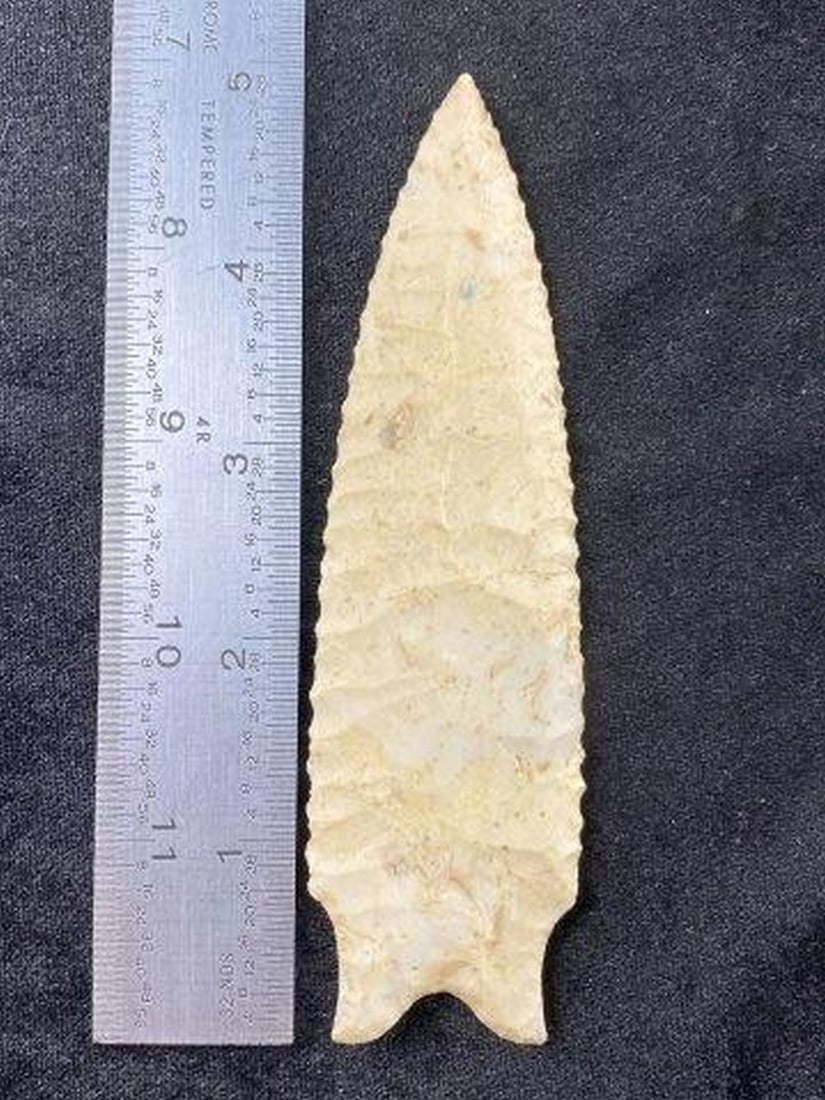 Dalton Indian Artifact Arrowhead ex - Jim Marberry Collection: KEY WORDS: INDIAN ARTIFACT ARTIFACTS ARROWHEAD ARROWHEADS NATIVE AMERICAN MISSISSIPPIAN QUAPAW CADDO POTTERY COINS MORGAN DOLLAR PEACE DOLLAR SILVER COINS Arkansas. Now taking in consignments for pre-