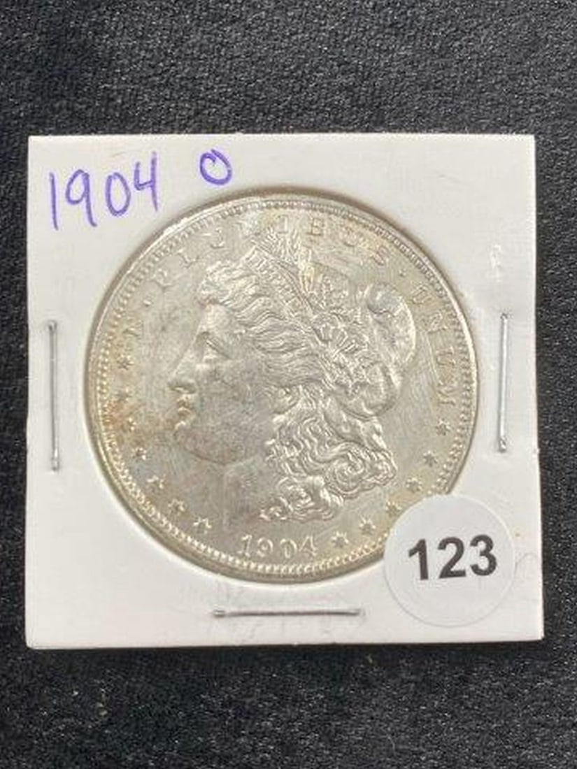 1904 O Morgan Silver Dollar Coin: KEY WORDS: INDIAN ARTIFACT ARTIFACTS ARROWHEAD ARROWHEADS NATIVE AMERICAN MISSISSIPPIAN QUAPAW CADDO POTTERY COINS MORGAN DOLLAR PEACE DOLLAR SILVER COINS Arkansas. Now taking in consignments for pre-