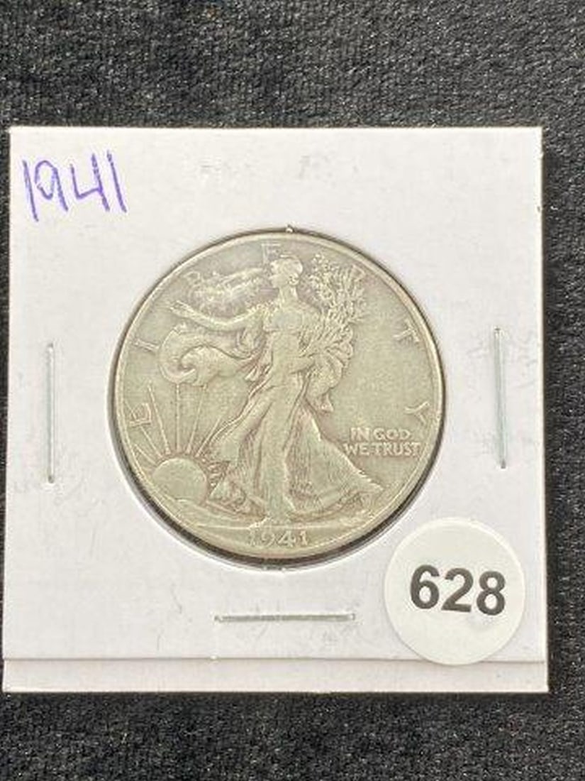 1941 Walking Liberty Half Dollar Coin: KEY WORDS: INDIAN ARTIFACT ARTIFACTS ARROWHEAD ARROWHEADS NATIVE AMERICAN MISSISSIPPIAN QUAPAW CADDO POTTERY COINS MORGAN DOLLAR PEACE DOLLAR SILVER COINS Arkansas. Now taking in consignments for pre-
